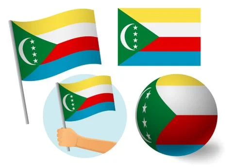 Comoros flag icon set Stock Illustration