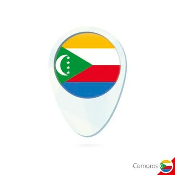 Comoros flag location map pin icon on white background. Stock Illustration