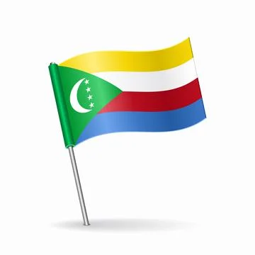 Comoros flag map pointer layout. Vector illustration. Stock Illustration