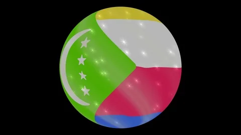 Comoros flag in a round ball rotates. Flicker and shine. Animation loop Stock Footage 110678667