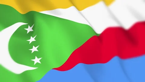 Comoros Flag Seamless Loop 4k 60fps on Sky Background Stock Footage 340347853