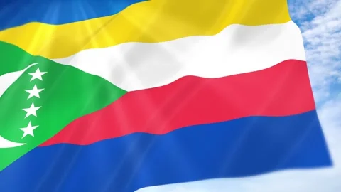 Comoros Flag Seamless Loop 4k 60fps on Sky Background Stock Footage 341671775