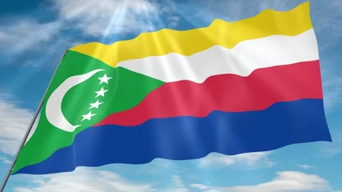 Comoros Flag Seamless Loop 4k 60fps on Sky Background Stock Footage 341755846