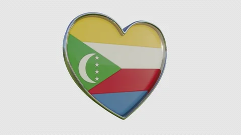 Comoros Flag in the Shape of 3D Heart. Stock Footage 143177149