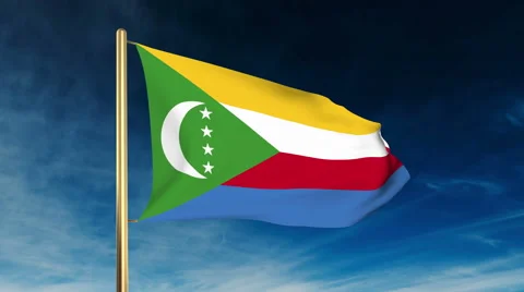 Comoros flag slider style. Waving in the wind with cloud background animation Stock Footage 48882649
