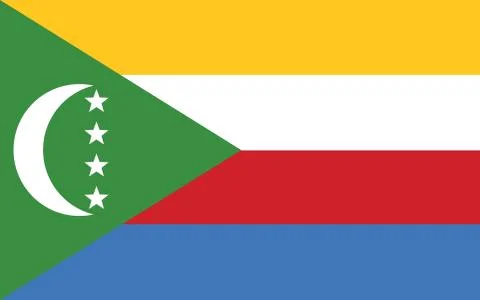 Comoros flag vector graphic. Rectangle Comoran flag illustration. Comoros cou Illustrazione stock