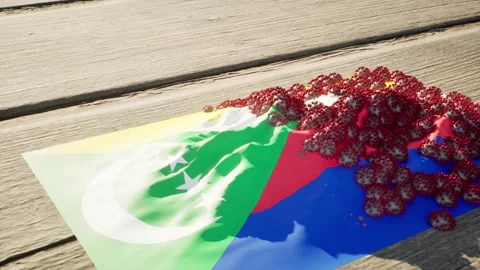 Comoros Flag - Virus Growth Stock Footage 320239837