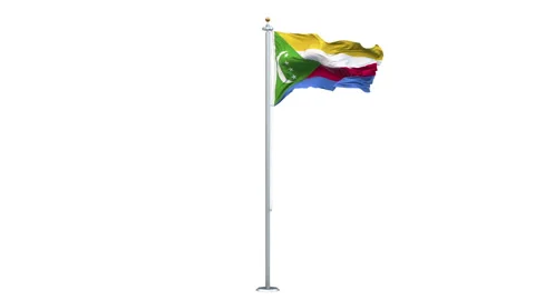 Comoros flag waving 360-degree rotation looping. Video stock 312136018