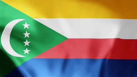 Comoros flag is waving 3D animation. National Flag seamless loop animation 4k Stock Footage 256941344