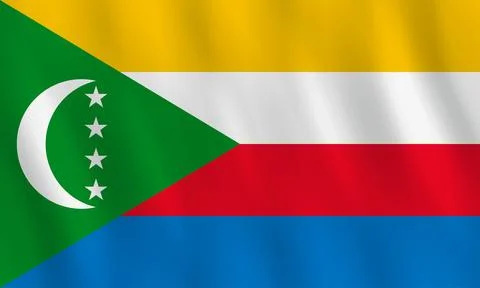 Comoros flag with waving effect, official proportion. Иллюстрация