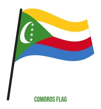 Comoros Flag Waving Illustration on White Background. Comoros National Flag Stock Illustration