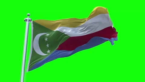Comoros Flag Waving in Loopable and Textured green screen background Stock Footage 296876573