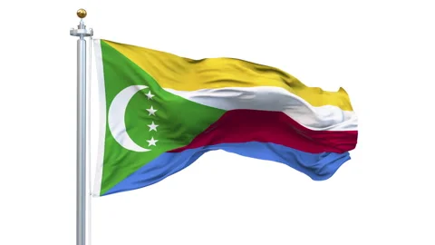Comoros flag waving looping with transparent background. Vidéo 312135867