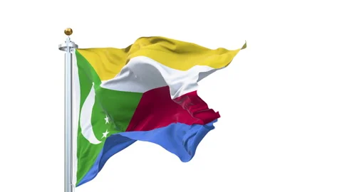 Comoros flag waving looping with transparent background. Video stock 312135871