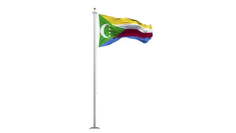 Comoros flag waving looping with transparent background. Video stock 312136013