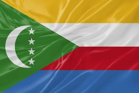 Comoros Flag Waving Textures Silk Background Stock Illustration