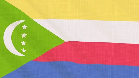 Comoros flag waving in the wind. Icon in the frame. Animation loop Stock Footage 83799388