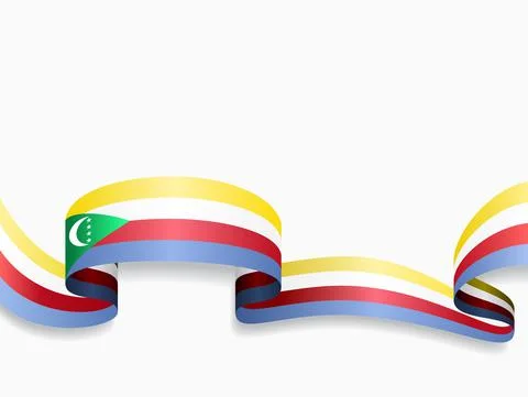 Comoros flag wavy abstract background. Vector illustration. Stock Illustration