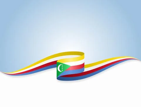 Comoros flag wavy abstract background. Vector illustration. Stock Illustration