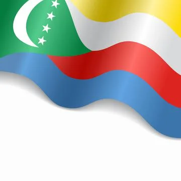 Comoros flag wavy abstract background. Vector illustration. Stock Illustration