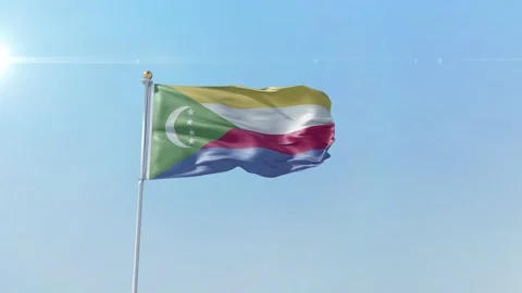 Comoros  flag zoom alpha sky 스톡 동영상 139728846