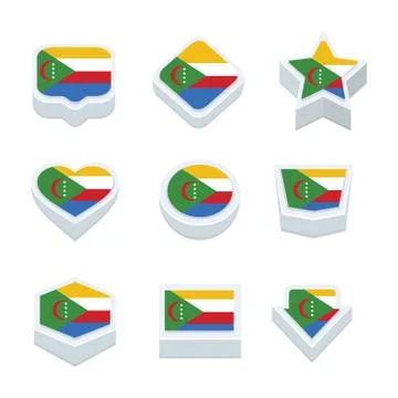 Comoros flags icons and button set nine styles Stock Illustration