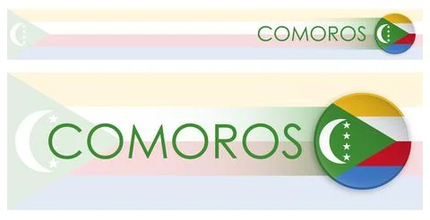 Comoros islands flag horizontal web banner in 스톡 일러스트