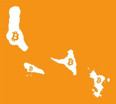 Comoros map with bitcoin crypto currency symbol illustration Stock Illustration