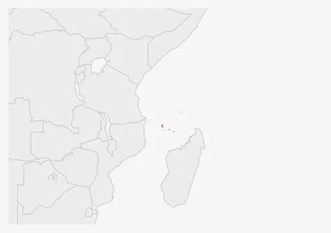 Comoros map highlighted in Comoros flag colors Stock Illustration