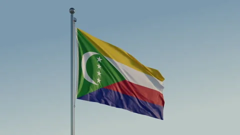 Comoros Moroni Flag loop Cinematic Realistic Waving Blue Sky Stock Footage 308791526
