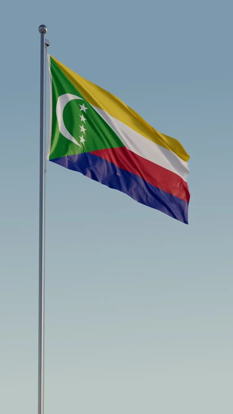 Comoros Moroni Flag Seamless Loop Cinematic Realistic Waving Blue Sky 스톡 동영상 318408855