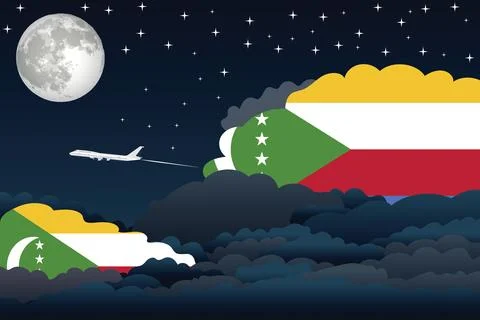 Comoros Night Clouds Airplane Vector Illustration Stock-Illustration