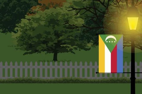 Comoros Night Trees Lamp Vector Illustration Stock Illustration