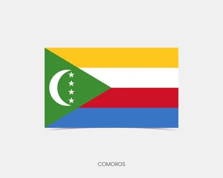 Comoros Rectangle flag icon with shadow. Stock Illustration