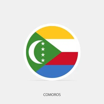 Comoros round flag icon with shadow. Stock Illustration
