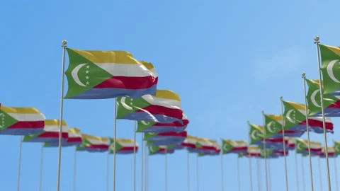 Comoros Row Of Flags 3D Animation Stock-Footage 148648591
