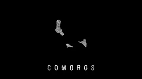 Comoros scribbled map appearing on black background Stock Footage 319764431