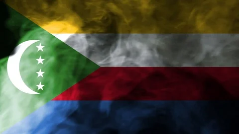 Comoros smoke waving flag Stock Footage 98281828