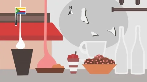 Comoros - Vector Menu - Restaurant - Food and Drinks - red Stock Footage 67454803