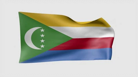 Comoros Waving Flag Transparent Alpha Stock Footage 274122111
