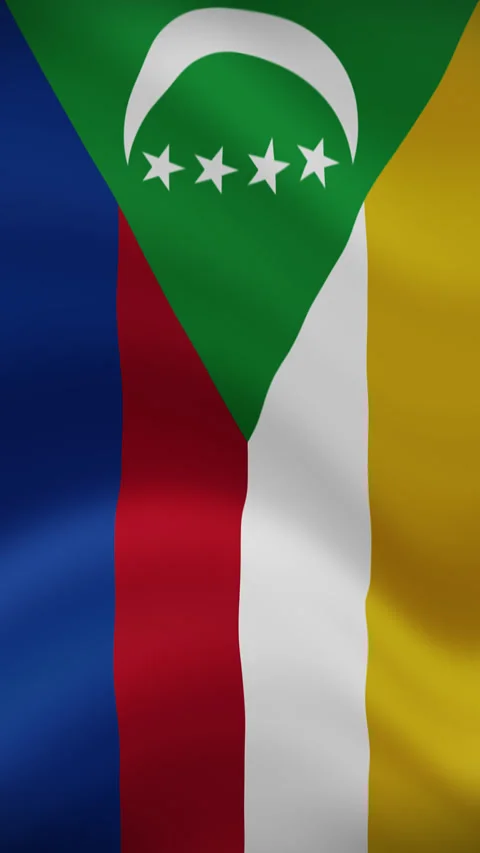 Comoros Waving Flag in Vertical Orientation – Realistic Loop Animation Stock Footage 294949467