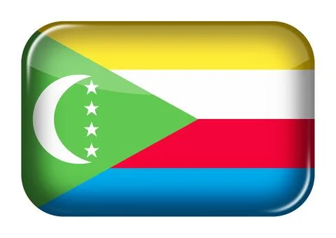 Comoros web icon rectangle button 3d illustration Stock Illustration