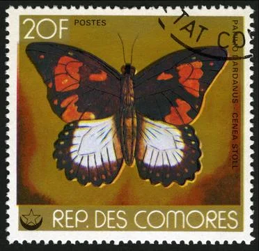 Comoros,post mark,stamp,butterfly Stock Photos