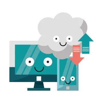 Comouter and smartphone with cloud computer vector illustration Stockillustratie