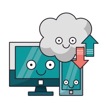 Comouter and smartphone with cloud computer vector illustration イラスト素材