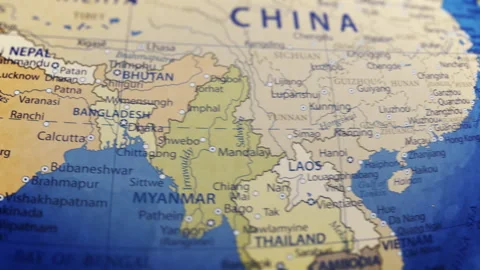 COMP-Globe-Atlas-Bangladesh map country world Stock Footage 250792853