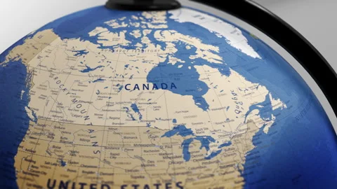 COMP-Globe-Atlas-Canada map country world Stock Footage 251216081