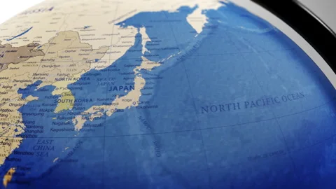 COMP-Globe-Atlas-Japan map country world Stock Footage 250814271