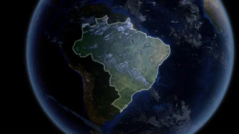 COMP-Outlined-Map-Brazil-CU Stock Footage 280127508