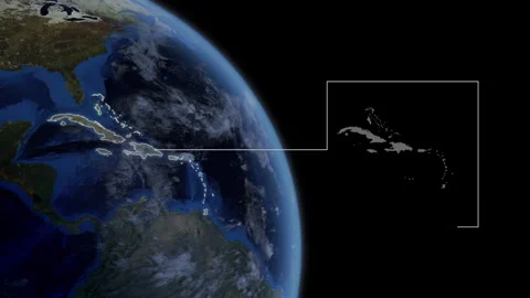 COMP-Outlined-Map-Caribbean Stock Footage 277542408